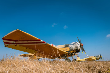 A big old yellow plane