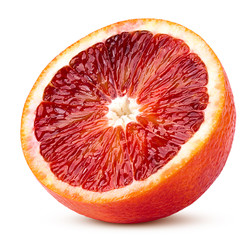 red blood orange slice, isolated on white background, clipping path, full depth of field