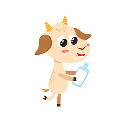 Vector set of cartoon funny goats isolated on white background.