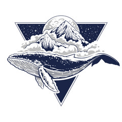 Whale Surreal Vector Art