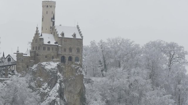 The Castle Lichtenstein in Germany at winter.