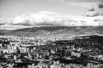 Cityscape in black and white