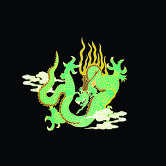 This is a traditionally Chinese ornament with a dragon and clouds.The dragon is the highest ranking animal in the Chinese animal hierarchy. It also represents a state symbol that is an emperor's role.