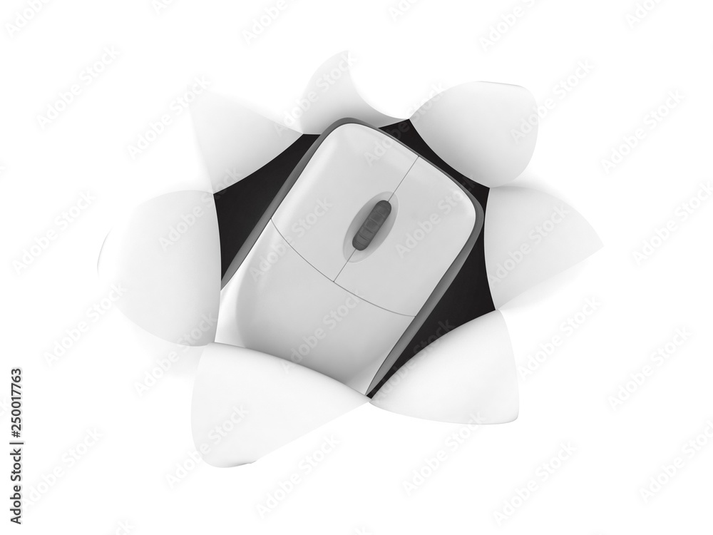 Canvas Prints computer mouse inside hole from torn paper