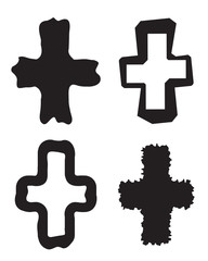 Collection of stylized crosses isolated on white background