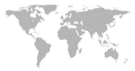 Fototapeta premium Global vector world map isolated on white background