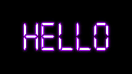 Glowing Led purple neon lights hello word isolated on black © iselidze