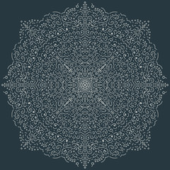 Vector mandala pattern black and white doodle sketch