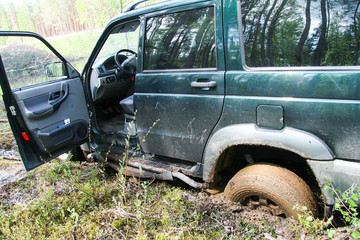 car stuck in the mud