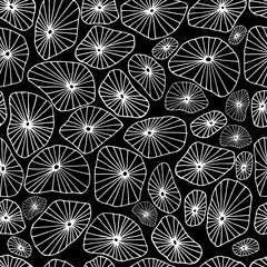 Monochrome fantasy seamless pattern with corals. Organic  shapes abstract background. Stylish vector hand drawn black and white texture.