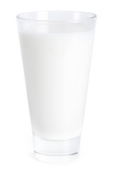 Glass of milk isolated on white background