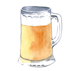 mug of light beer. Hand drawn watercolor illustration isolated on white background. Vector - 250020508