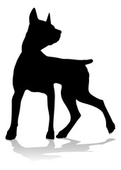 A detailed animal silhouette of a pet dog