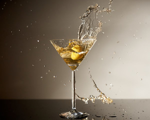 Dirty martini with olive