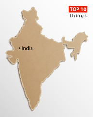 India map on craft paper texture. Template for infographics. Creative travel and business concept.