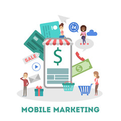 Mobile marketing web banner. Online shopping and PPC