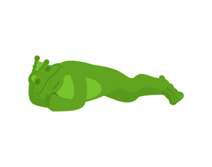 Frog sleeping. Toad asleep emotions. Anuran dormant. Vector illustration