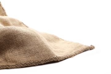 Fototapeta na wymiar Jute, linen sack isolated on white background and texture