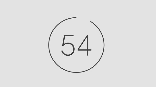 4K Countdown one minute animation from 60 to 0 seconds. Modern flat design with animation in white background. HD quality.