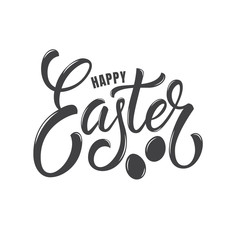 Happy Easter lettering. Calligraphic label for Easter holiday.