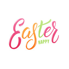 Easter. Happy Easter colorful lettering label design.