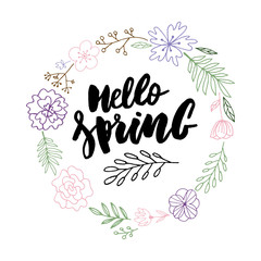 hello Spring sale background with beautiful flower