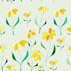 Fototapeta na wymiar pattern with yellow flowers
