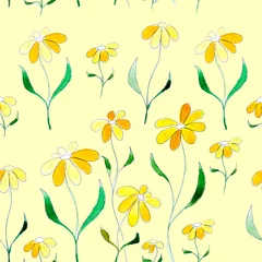 Foto op Plexiglas anti-reflex pattern with yellow flowers © nolonely