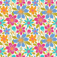 Lovely floral seamless pattern. Vector background with flowers.