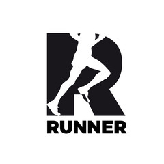 Vector logo runner inside letter R