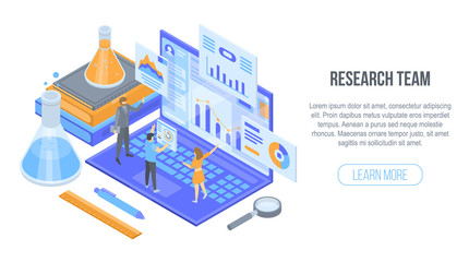 Research team concept background. Isometric illustration of research team vector concept background for web design