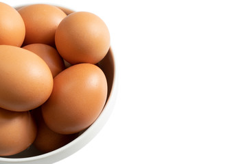 Eggs in the white bowl