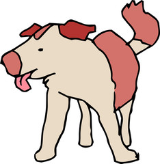 Bad hand-painted cute dog illustration