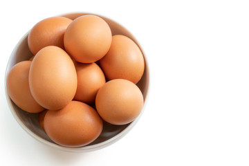 Eggs in the white bowl