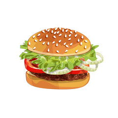 Vector colorfull big burger over any background
