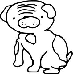 Obraz premium Bad hand-painted cute dog illustration outline