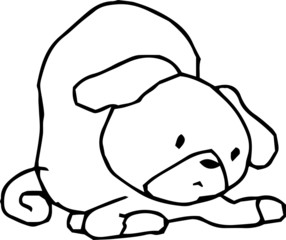 Bad hand-painted cute dog illustration outline