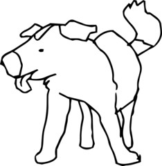 Bad hand-painted cute dog illustration outline