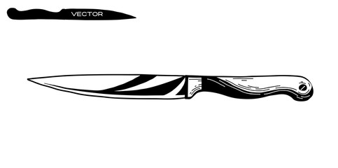 Sketch knife isolated on white background. Vector