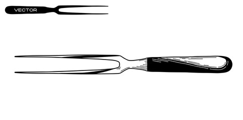 Sketch meat forks isolated on white background. Vector