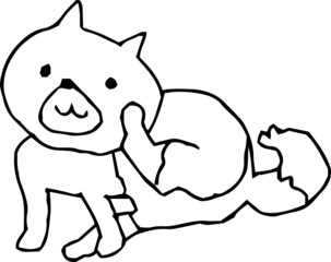 Poor hand-painted cute dog illustration outline