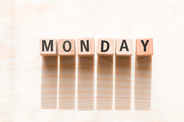 Monday text with wooden letters