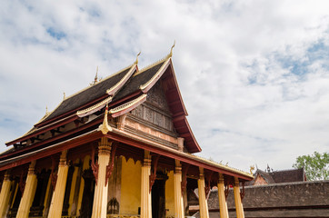 Fototapeta premium Antique Temple of Wat Sisaket Monastery is a Religious Attractive Landmark of Vientiane Capital City of Laos.