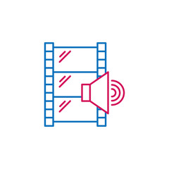 Video production, negative icon. Element of 2 color video production icon. Premium quality graphic design icon. Signs and symbols collection icon for websites, web design