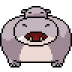 vector pixel art hippo