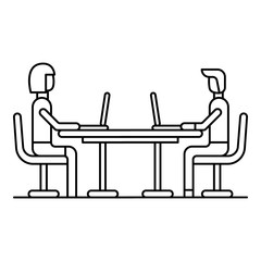 Couple people work freelancer icon. Outline couple people work freelancer vector icon for web design isolated on white background