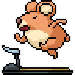 Obraz premium vector pixel art hamster run