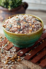 Mix of various healthy seeds including soy beans, sesame, pumpkin and sunflower seeds