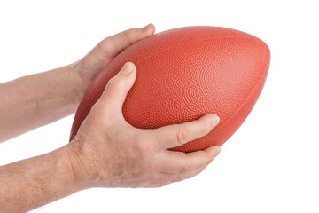 Hands and rugby ball