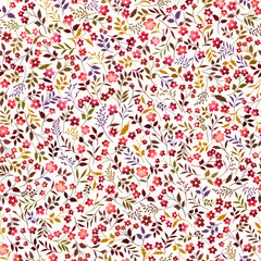seamless floral pattern with red meadow flowers - 250035955